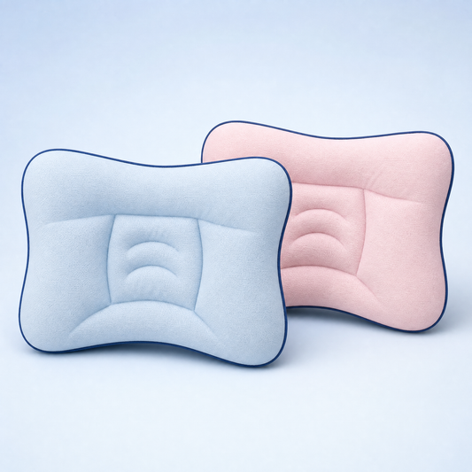 Funda protectora Nidito en azul y rosa para almohada infantil